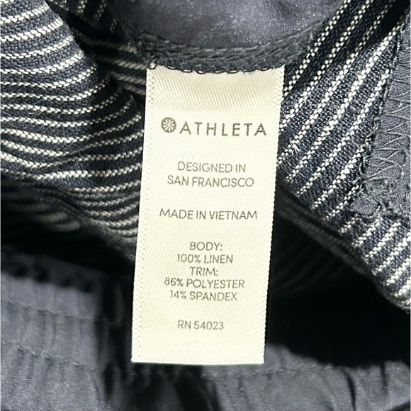 Athleta Stripe Bali Linen Ankle Pant‎ Navy Blue White 8 - Picture 6 of 6